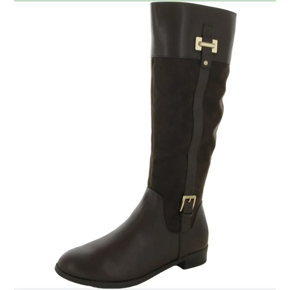 Karen Scott Womens Black Faux Leather Suede Tall Riding Boots Size‎ 6M